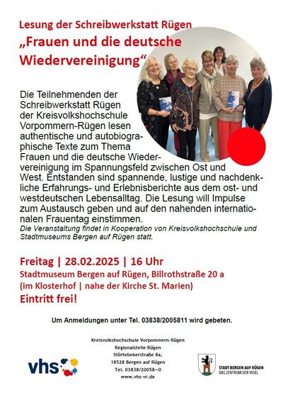 Lesung der Schreibwerkstatt R&uuml;gen