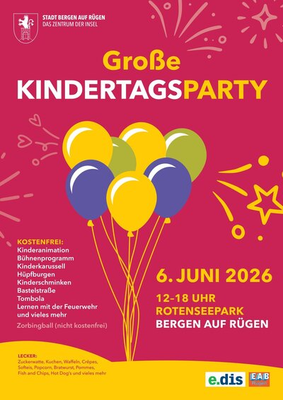 Plakat Kindertag der Stadt Bergen auf R&uuml;gen 2026